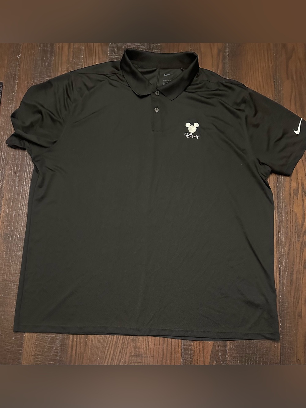 Nike Dri Fit Disney Mickey Mouse Golf Polo Black Side XXL 2XL Short Sleeve Shirt